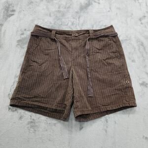 Jeanstar‎ Shorts Womens 12 Brown Striped Tie Waist Roll Tab Hem Casual Preppy